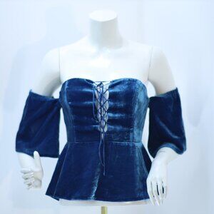 Express Off The Shoulder Velvet Lace Up Top Size 8 NWT